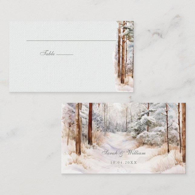 Winterwald Hochzeit Platzkarte (Vorne/Hinten)