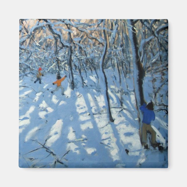 Winterwald in der Nähe von Newhaven Derbyshire Magnet (Vorne)