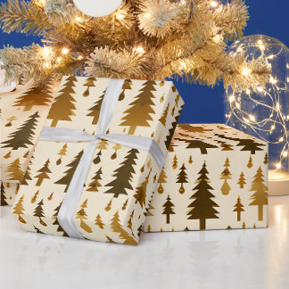 Winterwald in Goldverpackungspapier Geschenkpapier
