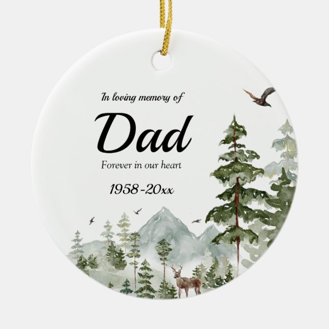 Winterwald in lieblicher Erinnerung an Vater Keramik Ornament (Vorne)