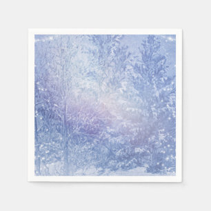 Winterwald Kiefern Schneeflocken Elegante Party Serviette