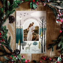 Winterwald mit Hirsch | Waldland Foto Weihnachten