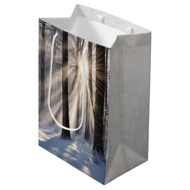 Winterwald mit Sonnenbäumen Mittlere Geschenktüte
