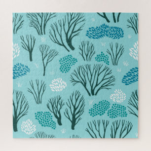 Winterwald: Nahtloses Vintage-Muster Puzzle