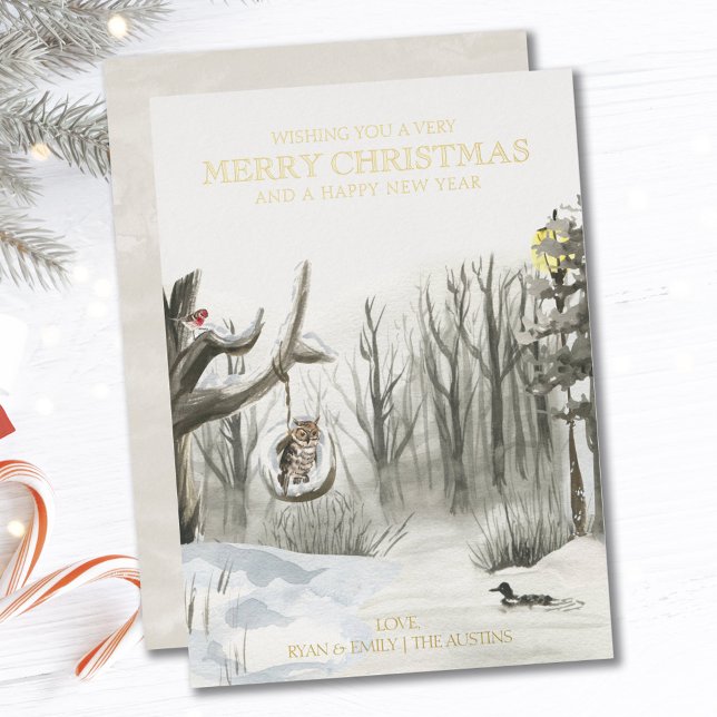 Winterwald Natur Luxus Gold Folien Feiertagskarte (Von Creator hochgeladen)