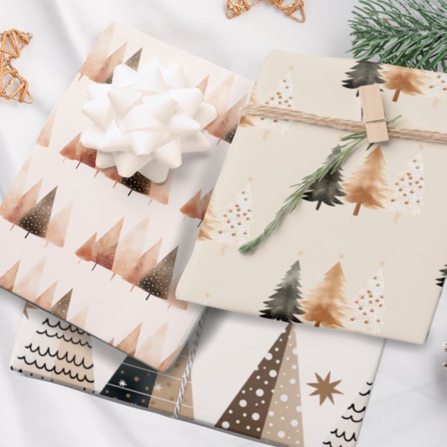 Winterwald neutraler Weihnachtsbaum Geschenkpapier Set (Von Creator hochgeladen)