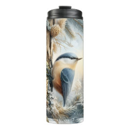 Winterwald Nuthatch Songbird Wassercolor Tumbler Thermosbecher
