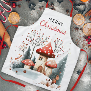 Winterwald Pilze frohe Weihnachten Schürze