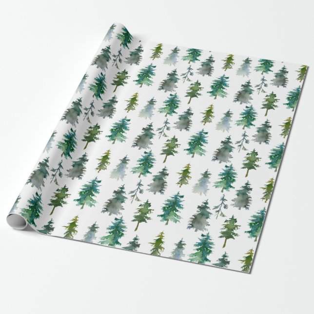 Winterwald-Pine-Baumuster Geschenkpapier (Ungerollt)