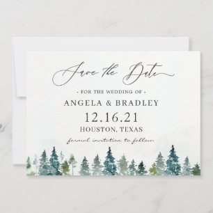 Winterwald Pine Trees Elegante Hochzeit Save The Date
