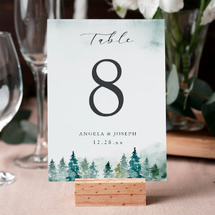 Winterwald Pine Trees   Personalisierte Hochzeit Tischnummer