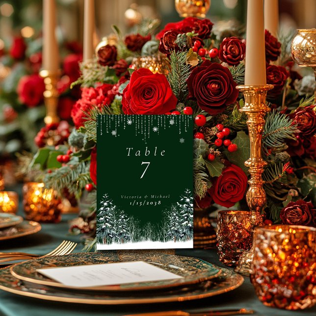 Winterwald Pine Trees Schneeflocken Tischnummer (Von Creator hochgeladen)