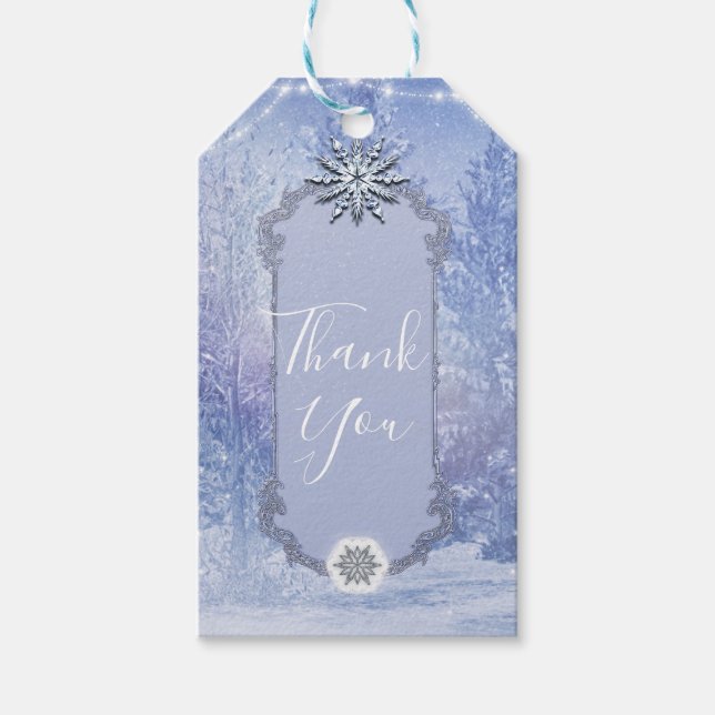 Winterwald Pine Trees Snowflakes Elegante Gefallen Geschenkanhänger (Vorderseite)