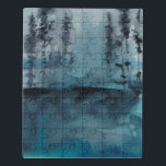 Winterwald Puzzle<br><div class="desc">Winter Woods I von Chariklia Zarris. Dunkle Bäume in tiefblauen Farbtönen in einem Aquarellstil.</div>