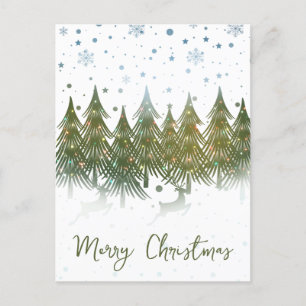 Winterwald Reindeer Weihnachtsfeiertag Postkarte