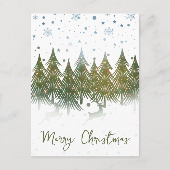 Winterwald Reindeer Weihnachtsfeiertag Postkarte (Vorderseite)