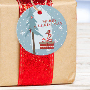 Winterwald rustikaler Baum Frohe Weihnachten Geschenkanhänger