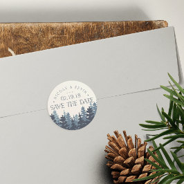 Winterwald Save the Date Runder Aufkleber