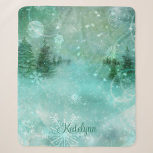 Winterwald-Schneeflocke Personalisiert Sherpadecke