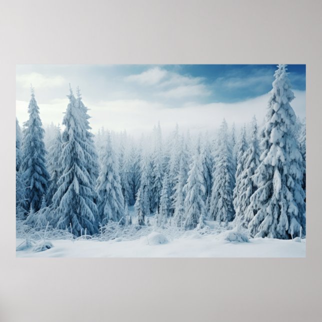 Winterwald Serene Landschaft Surreal Poster (Vorne)