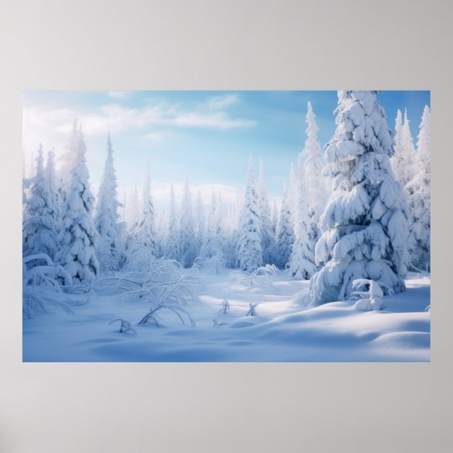 Winterwald Serene Landschaft Surreal Poster (Vorne)