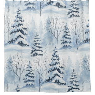 Winterwald Serenität – Schnee bedeckter Wald Duschvorhang