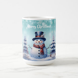 Winterwald Snowman Weihnachten   Aquamarin Kaffeetasse