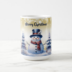 Winterwald Snowman Weihnachten   Gold Kaffeetasse