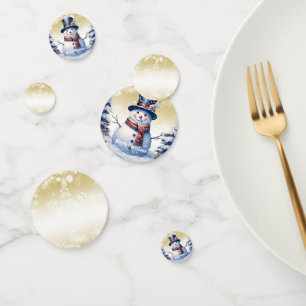 Winterwald Snowman Weihnachten Gold Konfetti