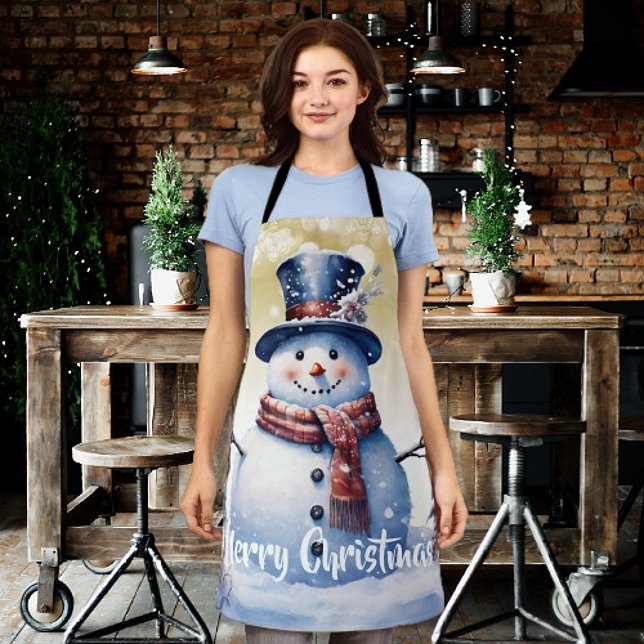 Winterwald Snowman Weihnachten | Gold Schürze (Gold Winter Forest Snowman Christmas Apron)