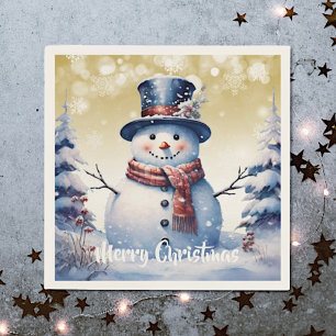 Winterwald Snowman Weihnachten   Gold Serviette