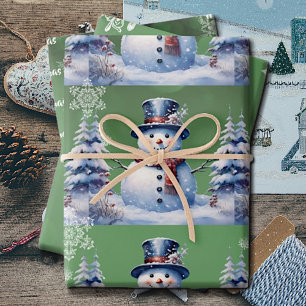 Winterwald Snowman Weihnachten   Green Geschenkpapier Set