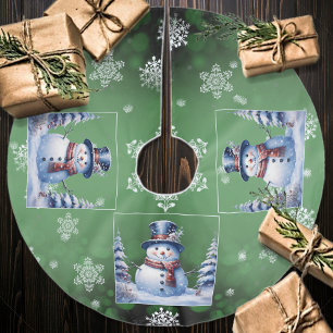 Winterwald Snowman Weihnachten Green Polyester Weihnachtsbaumdecke