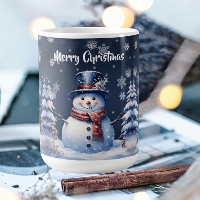 Winterwald Snowman Weihnachten Kaffeetasse (Winter Forest Snowman Christmas Mug)