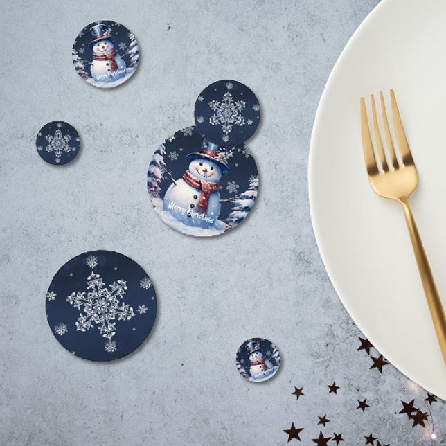 Winterwald Snowman Weihnachten Konfetti (Winter Forest Snowman Christmas Table Confetti)