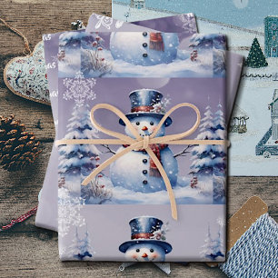 Winterwald Snowman Weihnachten   Lila Geschenkpapier Set