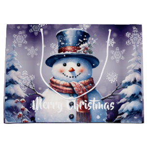 Winterwald Snowman Weihnachten   Lila Große Geschenktüte