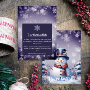 Winterwald Snowman Weihnachten Lila Party Einladung