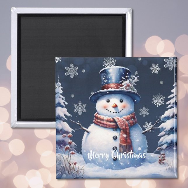 Winterwald Snowman Weihnachten Magnet (Winter Forest Snowman Christmas Magnet)