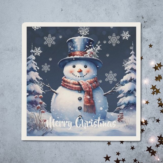 Winterwald Snowman Weihnachten Serviette (Winter Forest Snowman Christmas Napkins)