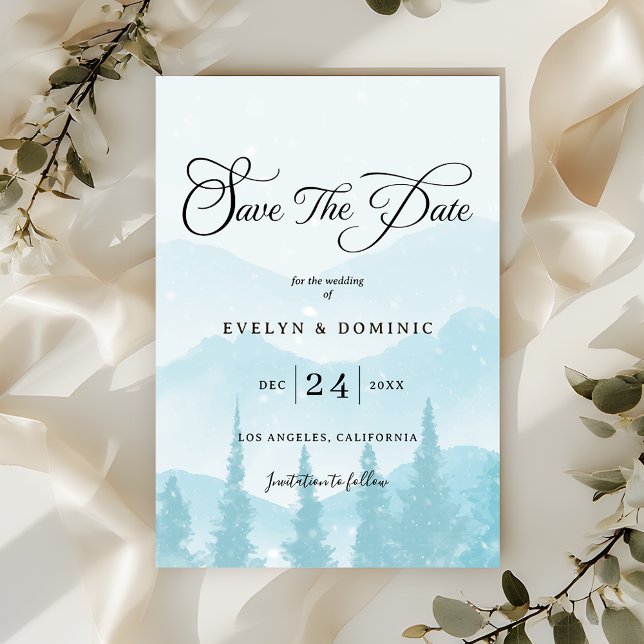 Winterwald Snowy Mountain Hochzeit Save The Date (Von Creator hochgeladen)