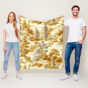 Winterwald Toile de Jouy Muster (10) Fleecedecke