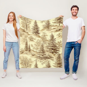 Winterwald Toile de Jouy Muster (2) Fleecedecke