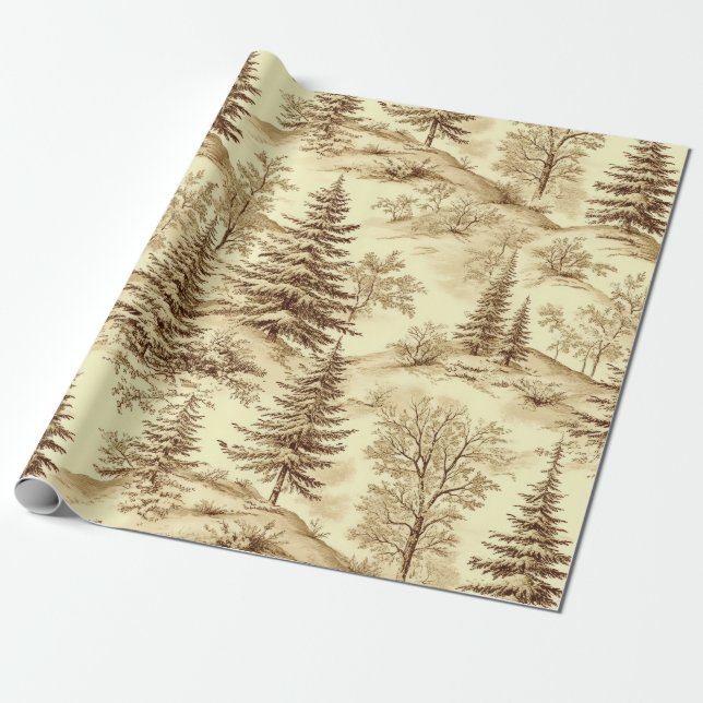 Winterwald Toile de Jouy Muster (2) Geschenkpapier (Ungerollt)