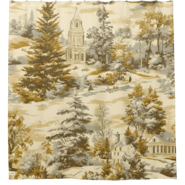 Winterwald Toile de Jouy Muster (4) Duschvorhang (Vorderseite)