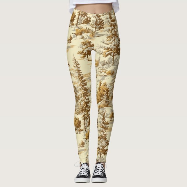 Winterwald Toile de Jouy Muster (7) Leggings (Vorderseite)