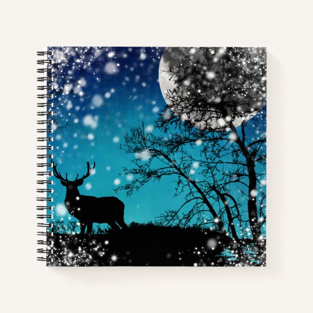 Winterwald- und RehNotebook Notizbuch (Vorderseite)