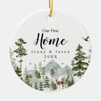 Winterwald unsere erste Zuhause Keramik Ornament
