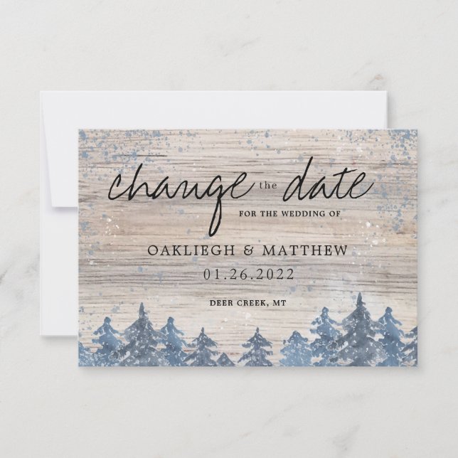 Winterwald verändert Datum Save The Date (Vorderseite)