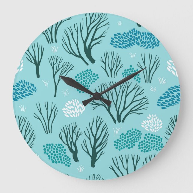 Winterwald: Vintag nahtlos Große Wanduhr (Vorderseite)